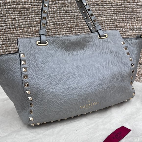 Valentino Rockstud Grainy Calfskin Bag - Gray - Picture 6 of 13